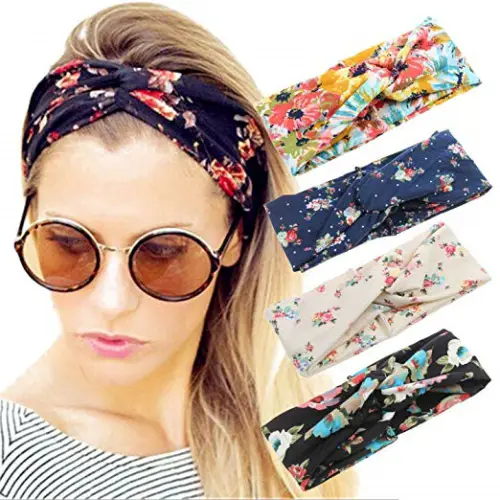 2. Boho Floal Style Criss Cross Head Wrap Hair Band