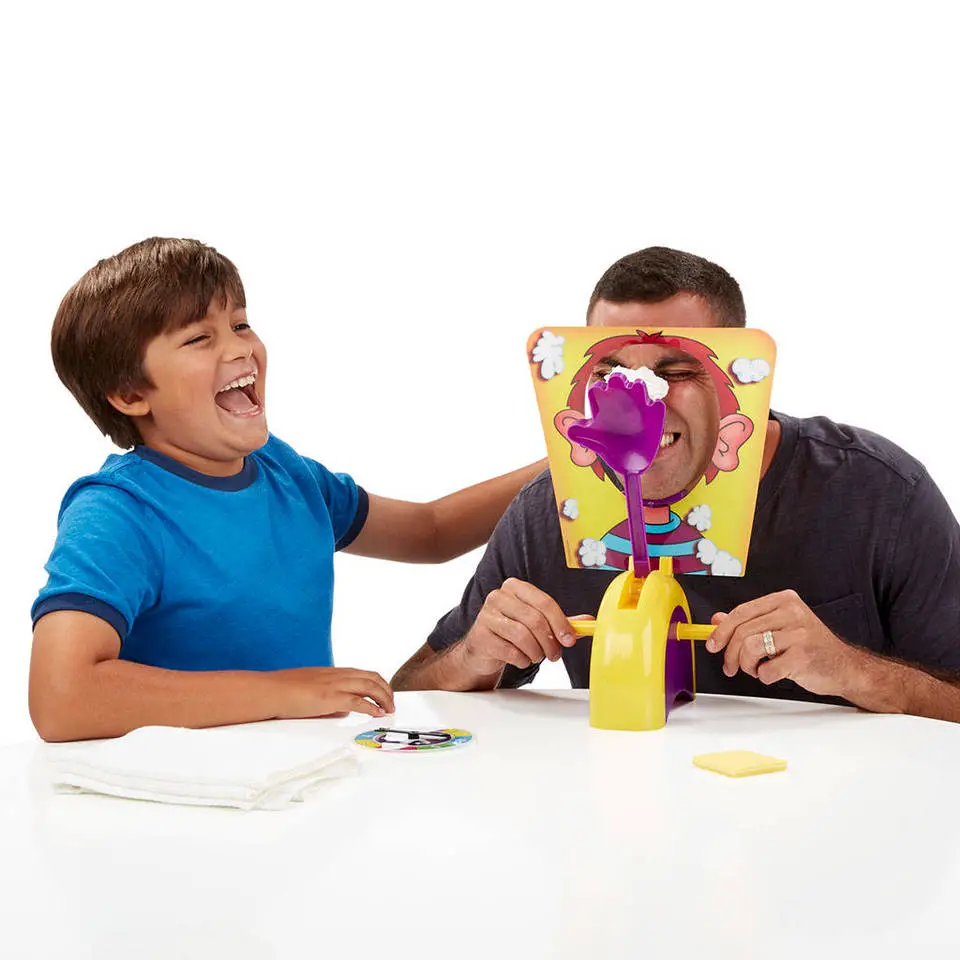 The one who scores 25 points on the Pie Face Game by Hasbro wins.