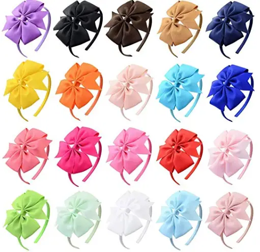 10. Aneco 8 Pack Girls Grosgrain Ribbon Headband with Bows Tie Hair Hoop Bows Headband Hair Accessories, 8 Colors