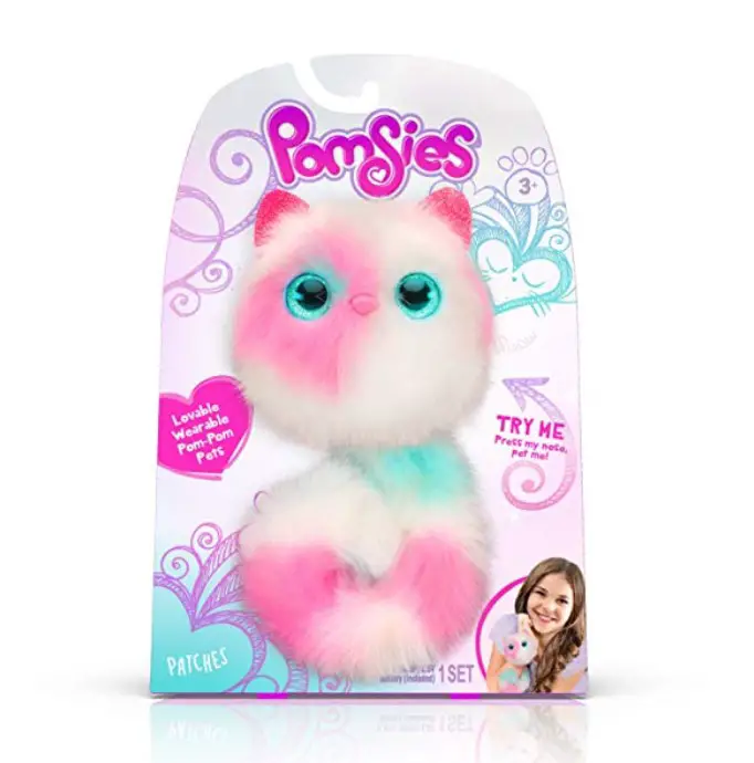 The Pomsies Patches Plush Interactive Toy features sounds.