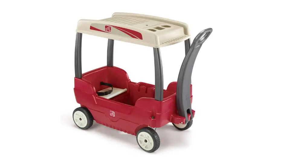 The Step2 Canopy Wagon features two contoured seats