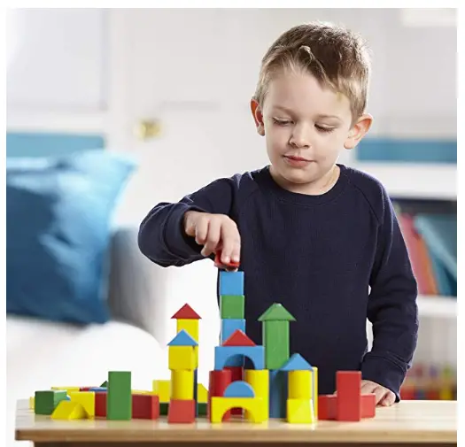 Melissa and Doug Wooden Blocks Building Set encourages children's problem solving skills.