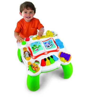 LeapFrog Learn & Groove Musical Table has attachable legs which makes it easy for traveling.
