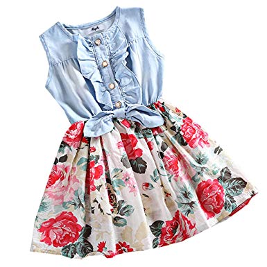 10. MingAo Little Girls Denim Floral