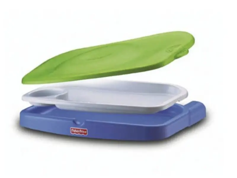 The Fisher-Price Healthy Care Booster Seat features a snap on lid.