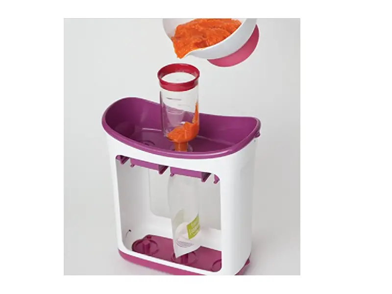 The Infantino Squeeze Station Baby Food Maker is made from safe, non toxic plastic.