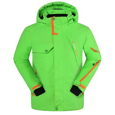 phibee waterproof kids ski jacket green