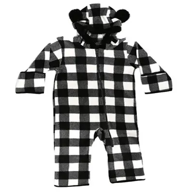 at the buzzer baby snowsuit black and white