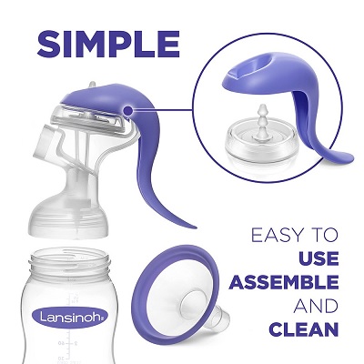 lansinoh manual stimulation & expression breast pump for mums pieces