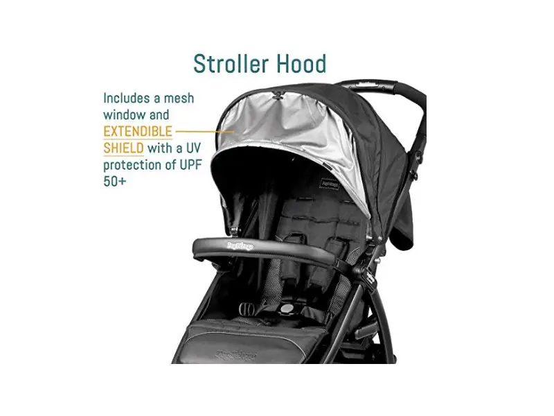 The Peg Perego Booklet features an extendible shield for UV protection.