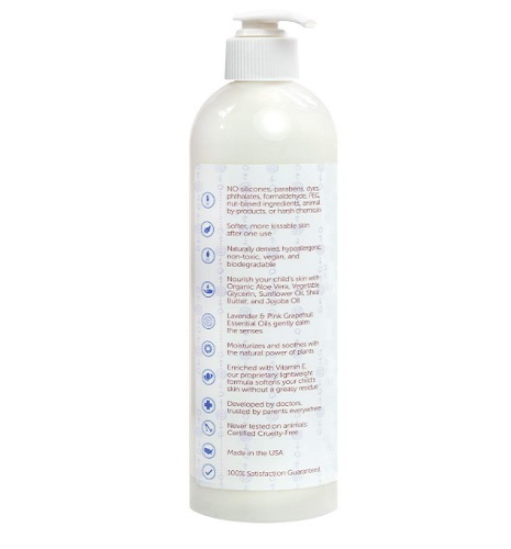 puracy organic lavender baby lotion back