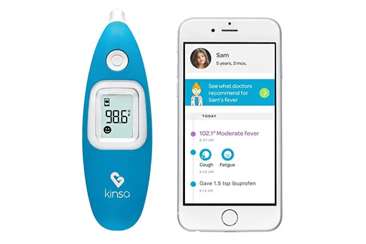 The Kinsa Smart Ear Digital Thermometer tracks health history.