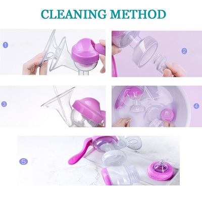 Vadalala BPA Free Portable Manual breast pump cleaning