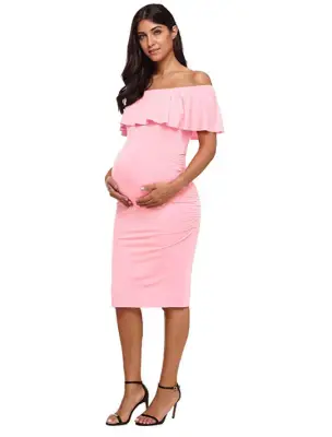 Jezero Women's Ruffle Maternity Dress Side