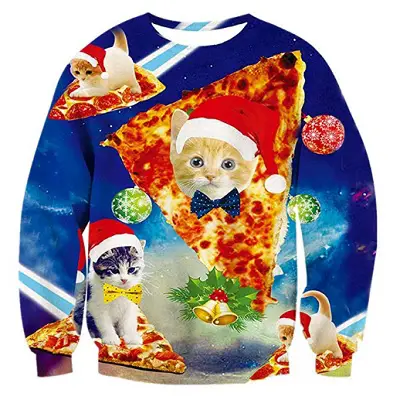 alistyle fanient christmas sweater pizza cat