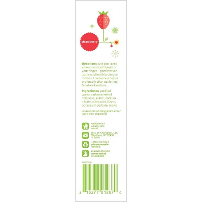 babyganics fluoride free strawberry toddler toothpaste back