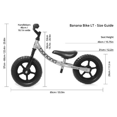 banana lightweight balance bike measurements