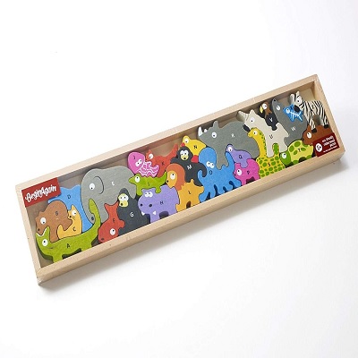 begin again animal parade A to Z wooden puzzles box