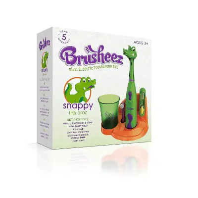 brusheez snappy the croc electric toothbrush for kids and toddlers packaging