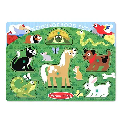 melissa & doug peg set wooden puzzle pets design