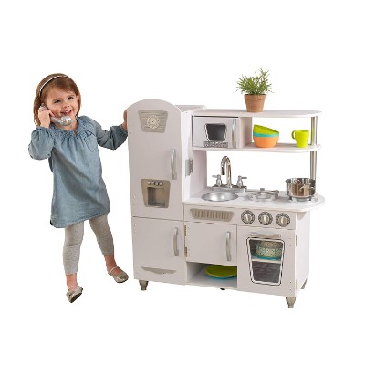 kidKraft vintage white play kitchen for kids and toddlers roleplay