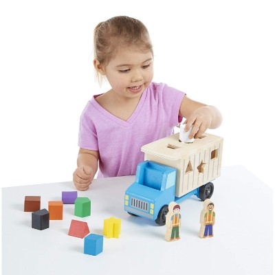 melissa & doug shape-sorting dump truck wooden toy for kids and toddlers playing