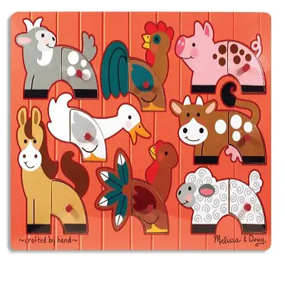 melissa & doug mix 'n match wooden puzzle farm