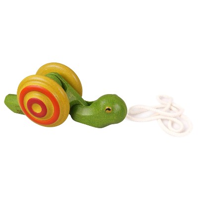 planToys snail pull toy for kids wooden