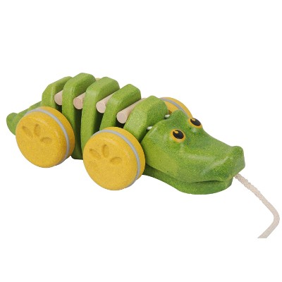 plan toys dancing alligator wooden toys for kids and toddlers side view