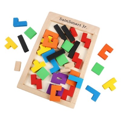 sainSmart jr. tetris puzzle wooden toys for kids and toddlers pieces