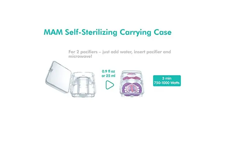 The MAM Newborn Pacifier comes with a carrying case.