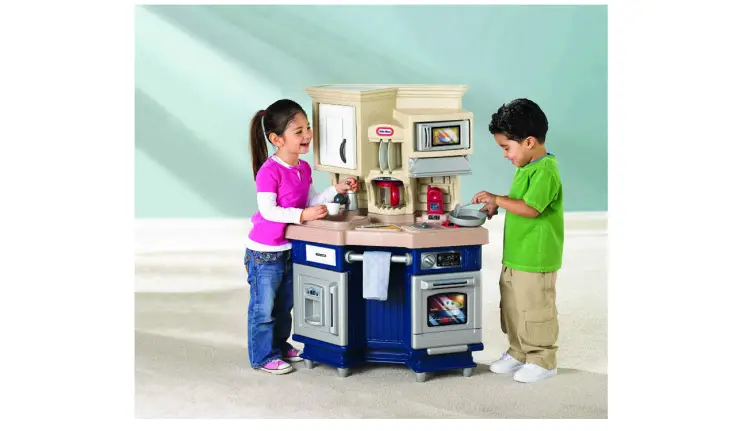 The Little Tikes Super Chef Kitchen features electronic cooking sounds.