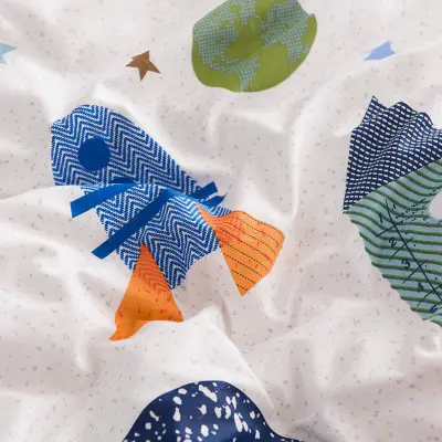 buLuTu space rocket kids bedding pattern