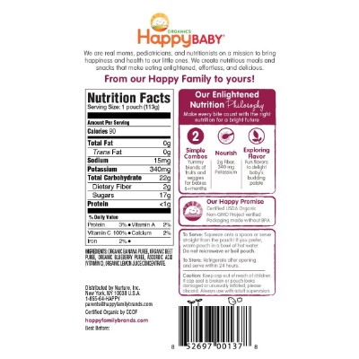 happy baby organic baby food ingredients