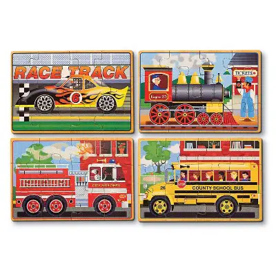 melissa doug vehicles 4 in a box jigsaw puzzle for kids cars