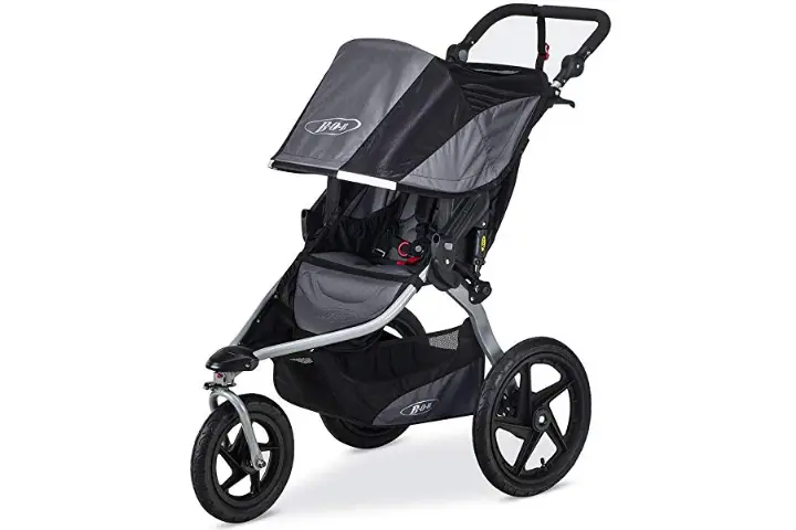 The BOB Revolution Flex 2.0 Jogging Stroller features an extra-large UPF 50+ canopy. 