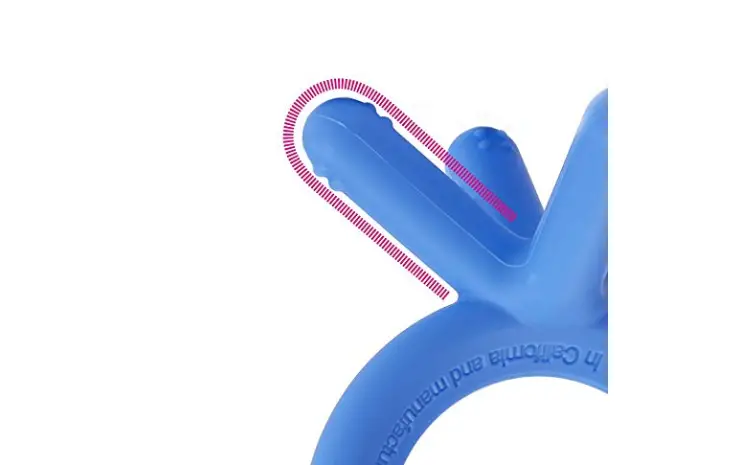 The Comotomo Baby Teether is made of silicone.