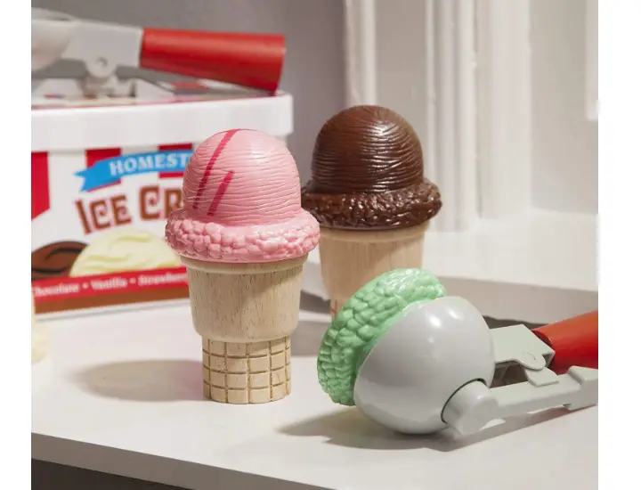 The Melissa & Doug Scoop & Stack Ice Cream Play Set is simple to store.