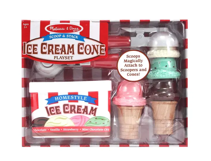 The Melissa & Doug Scoop & Stack Ice Cream Play Set is a great toy for kids ages 3 to 5.