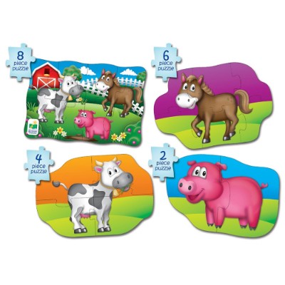 learning journey 4 in a box farm jigsaw puzzle for kids animals