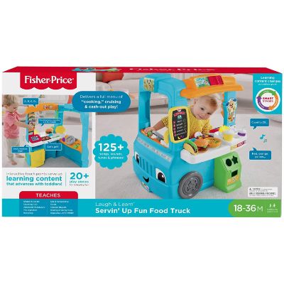 fisher-price servin’ up food truck play kitchen for kids and toddlers package