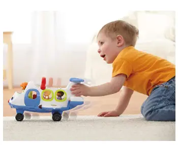 The Fisher Price Little People Lil’ Movers Airplane requires batteries.