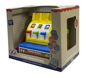 The Fisher-Price Cash Register packaging 