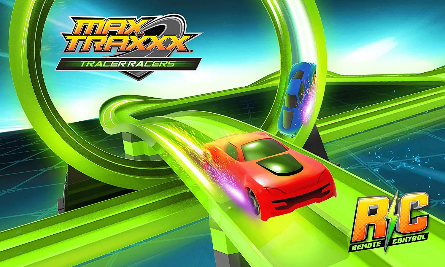 The Tracer Racers Remote Control Infinity Loop Set features a glow-in-the-dark dual loop.