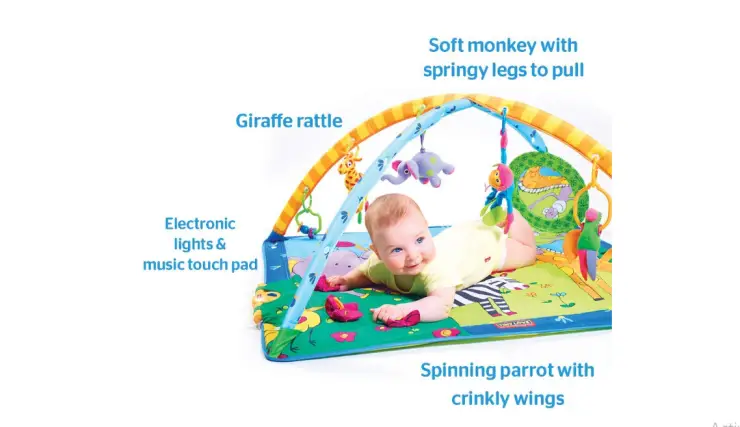 The Tiny Love Super Deluxe Activity Play Mat has detachable toys.