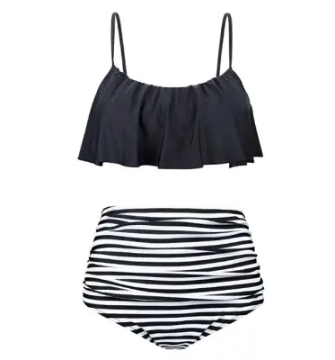 newbely high waisted retro maternity swimsuit stripes