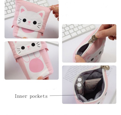 iSuperb transformer cute cat kids pencil case inner pockets