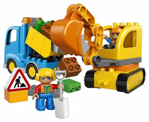 dump truck and excavator lego duplo pieces
