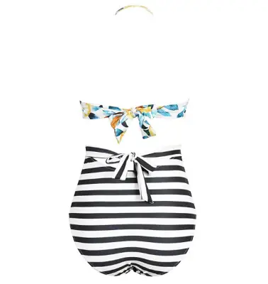 cupshe halter design printing maternity swimsuit back