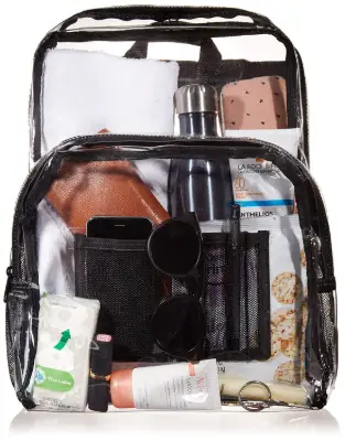 Amazon Basics Clear School Backpack compartments